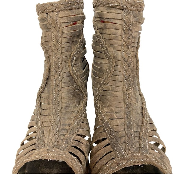 Freebird By Steven Bela Booties Sandals Womens Size 9.5 - 10 Beige Tan Open Toe - Picture 6 of 16